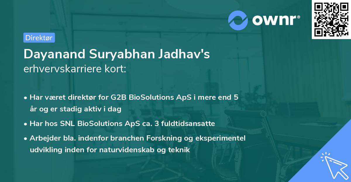 Dayanand Suryabhan Jadhav's erhvervskarriere kort