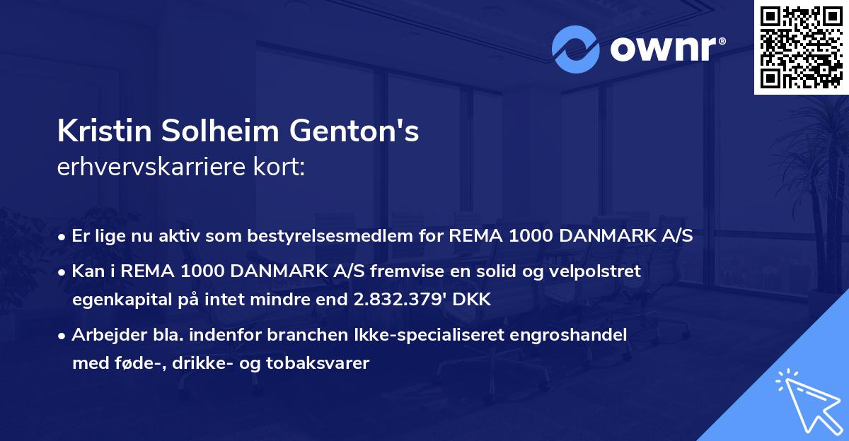 Kristin Solheim Genton's erhvervskarriere kort