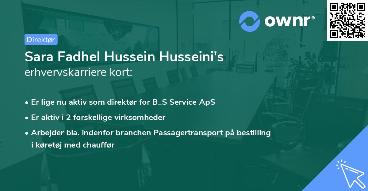 Sara Fadhel Hussein Husseini's erhvervskarriere kort