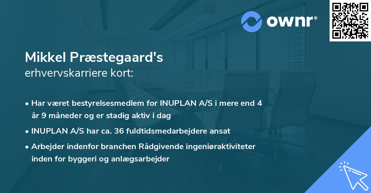 Mikkel Præstegaard's erhvervskarriere kort