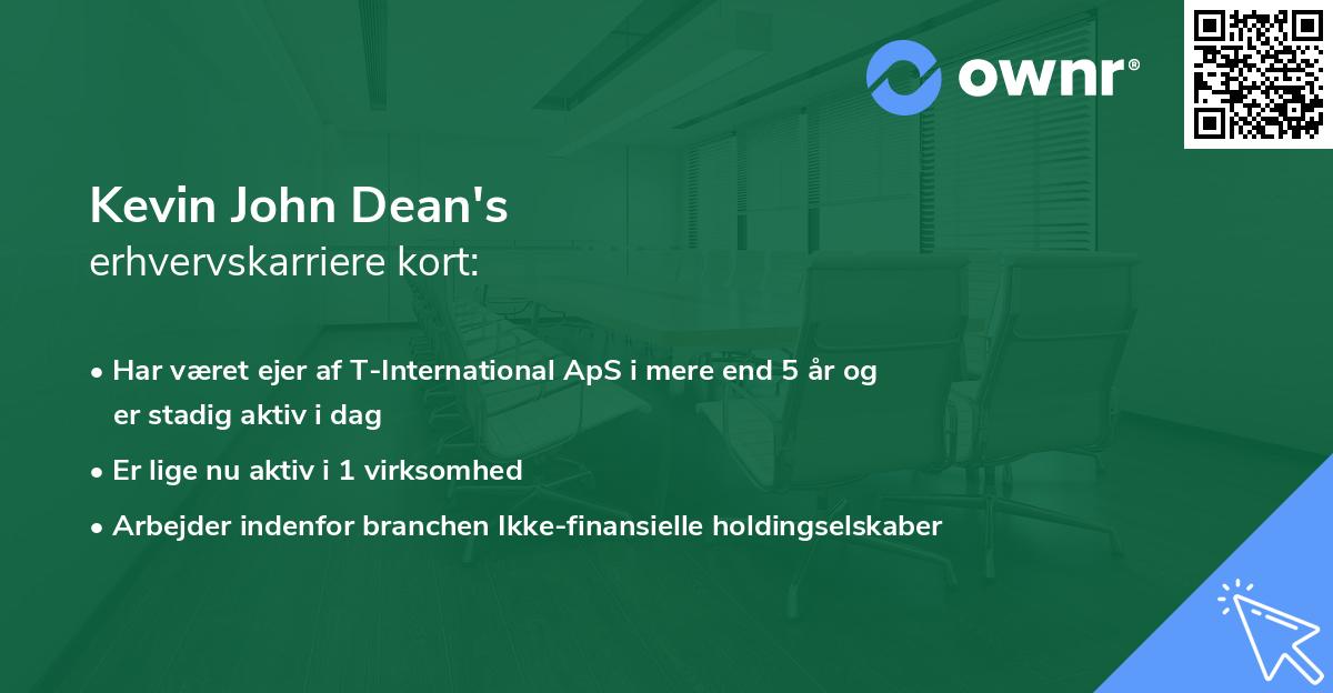 Kevin John Dean's erhvervskarriere kort