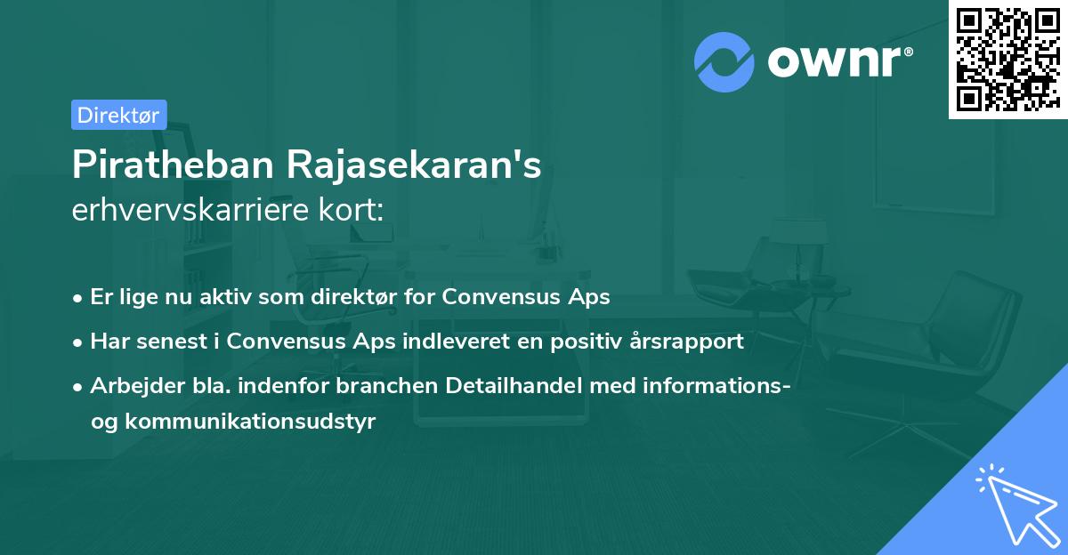 Piratheban Rajasekaran's erhvervskarriere kort