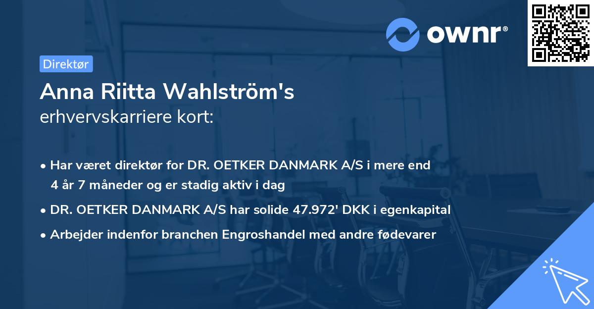 Anna Riitta Wahlström's erhvervskarriere kort