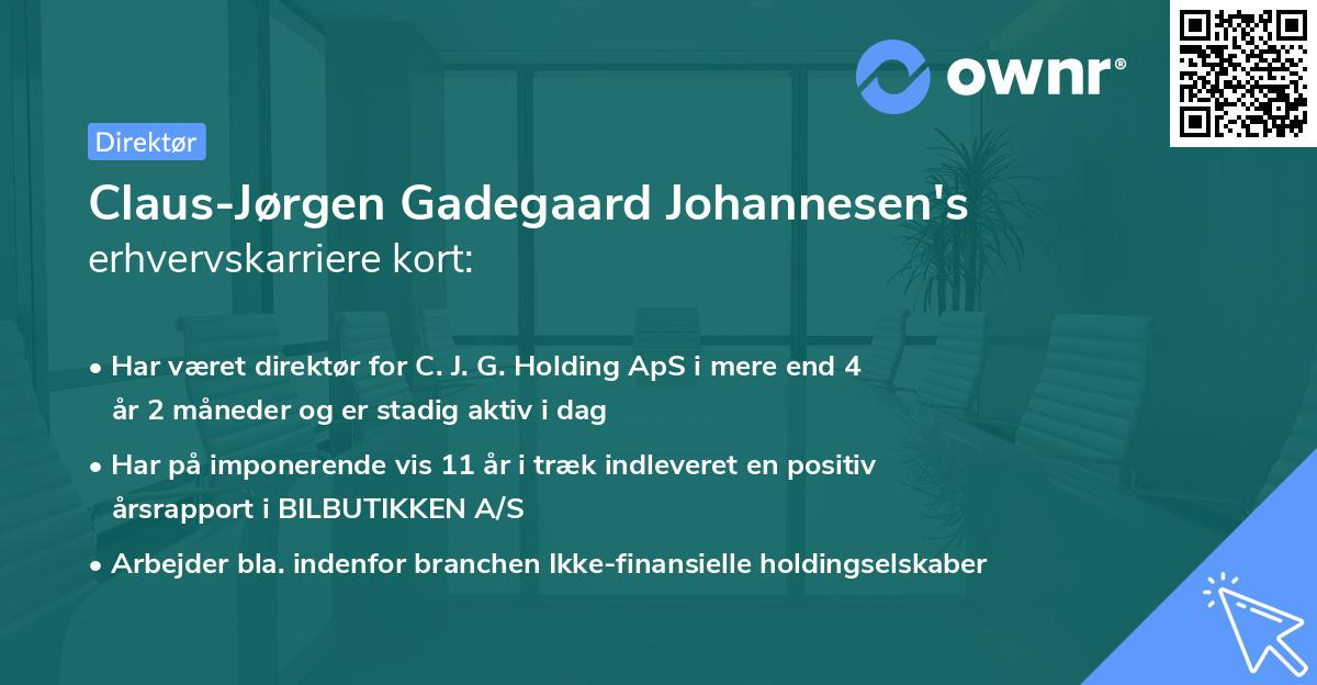 Claus-Jørgen Gadegaard Johannesen's erhvervskarriere kort