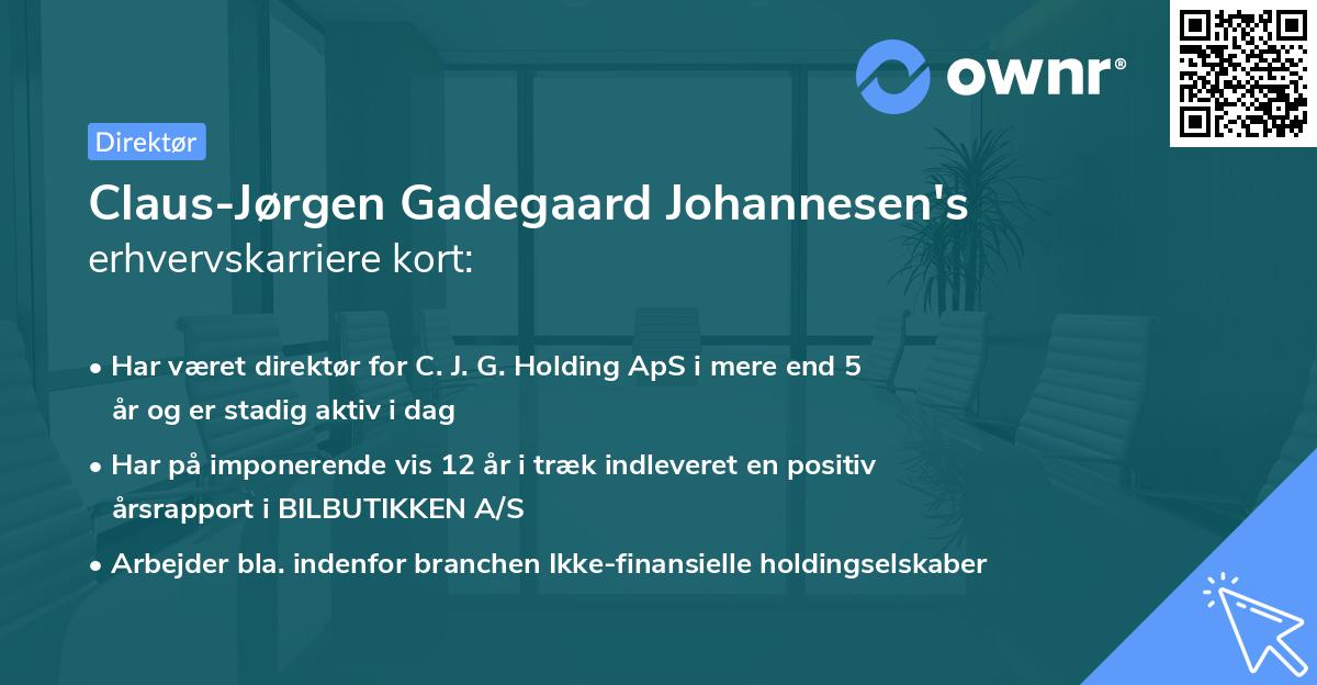 Claus-Jørgen Gadegaard Johannesen's erhvervskarriere kort