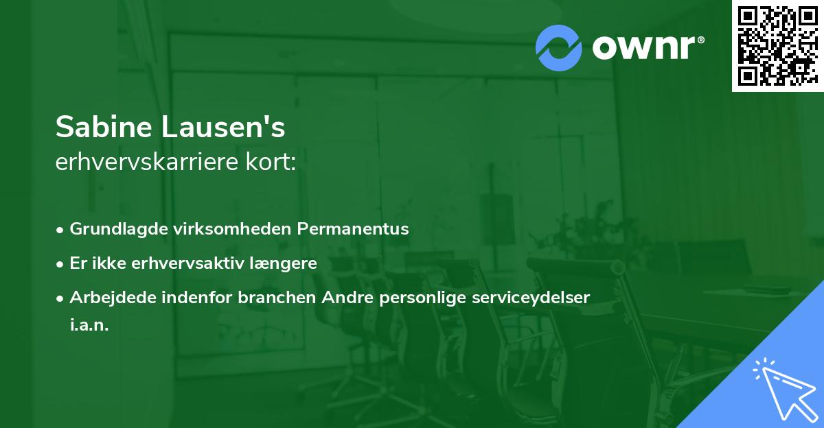 Sabine Lausen's erhvervskarriere kort