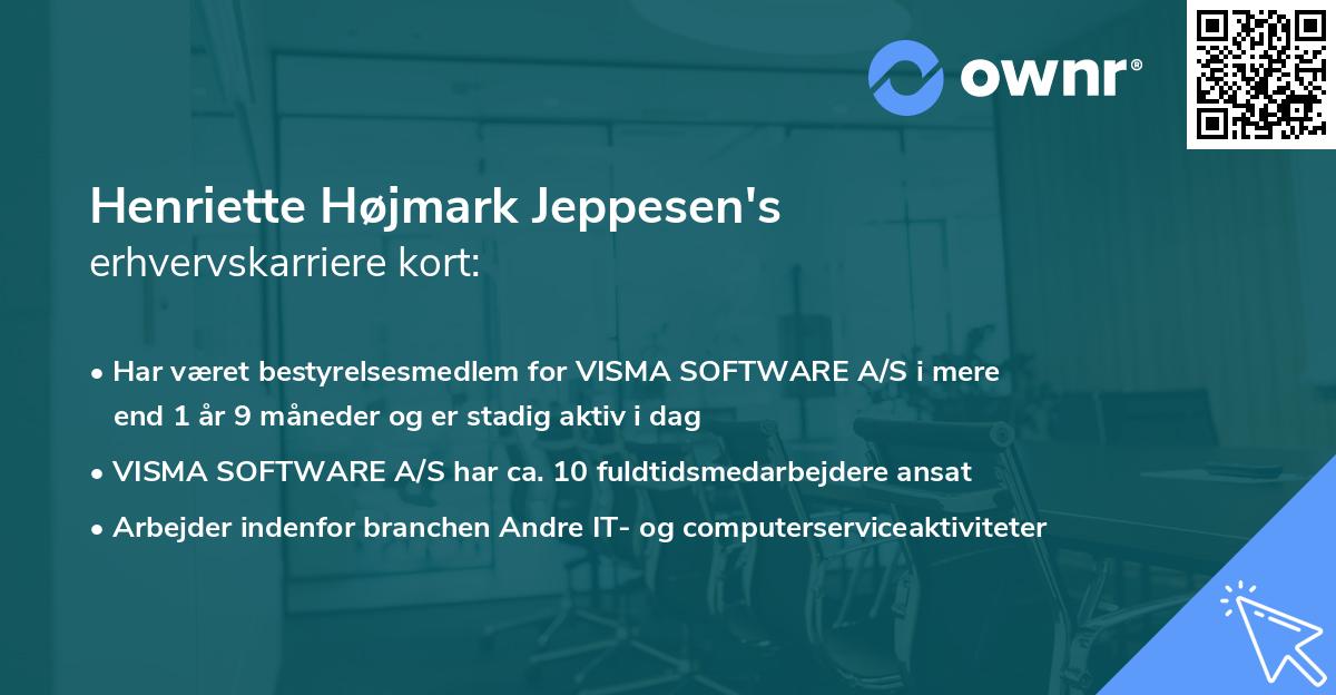 Henriette Højmark Jeppesen's erhvervskarriere kort