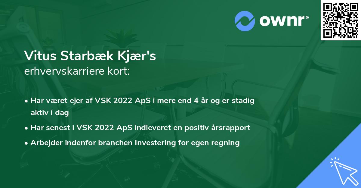 Vitus Starbæk Kjær's erhvervskarriere kort