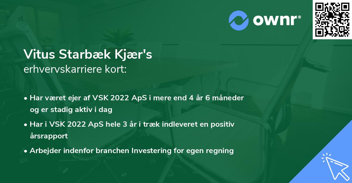 Vitus Starbæk Kjær's erhvervskarriere kort