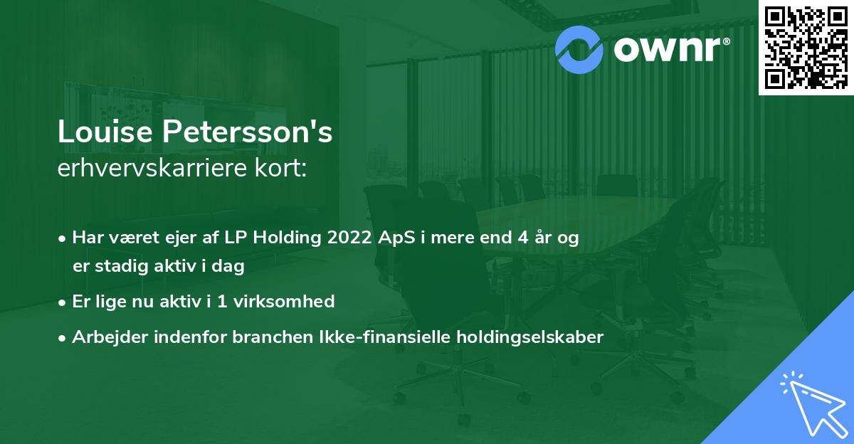 Louise Petersson's erhvervskarriere kort