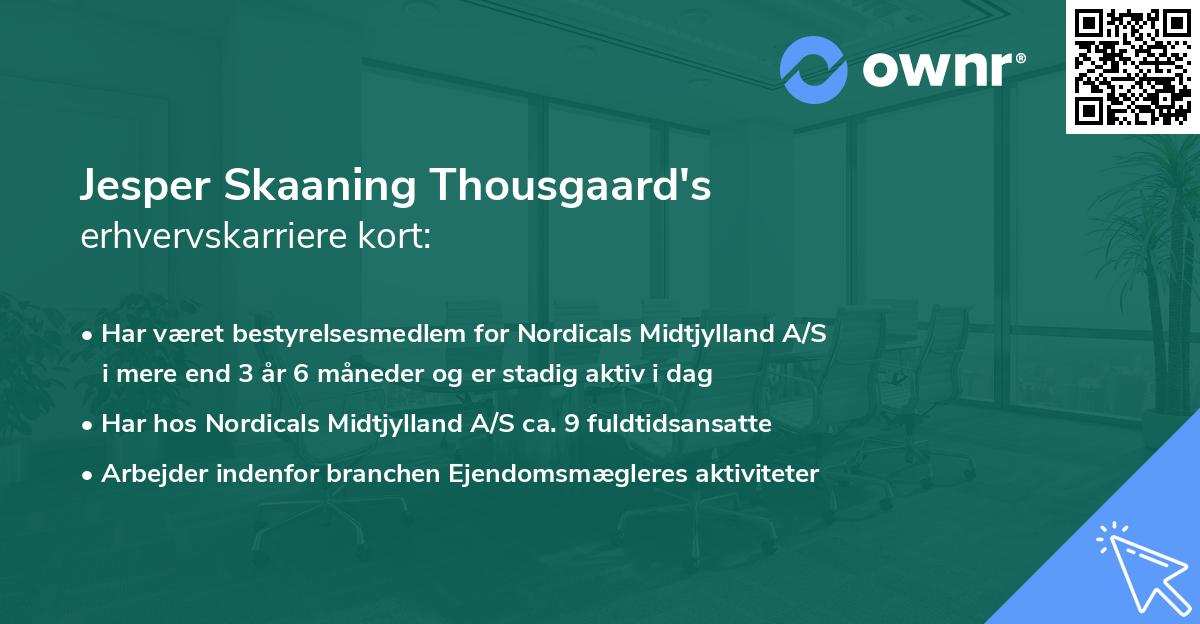 Jesper Skaaning Thousgaard's erhvervskarriere kort