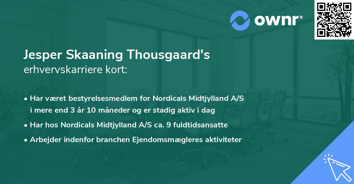 Jesper Skaaning Thousgaard's erhvervskarriere kort