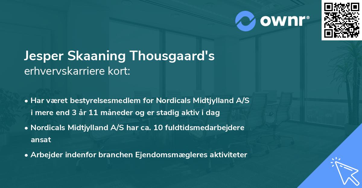 Jesper Skaaning Thousgaard's erhvervskarriere kort