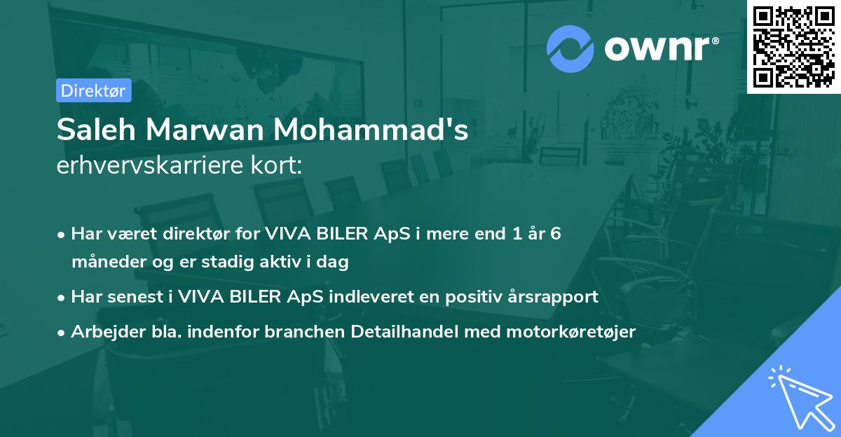 Saleh Marwan Mohammad's erhvervskarriere kort
