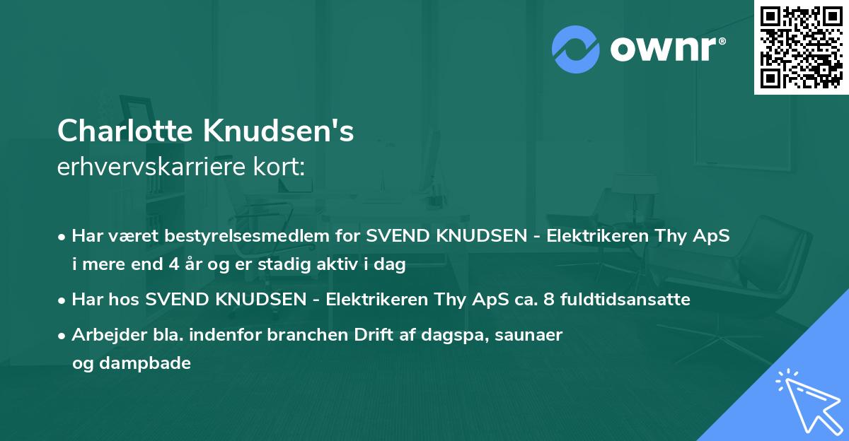 Charlotte Knudsen's erhvervskarriere kort
