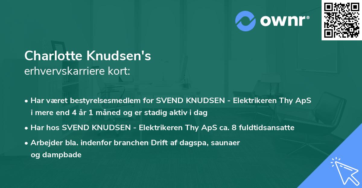 Charlotte Knudsen's erhvervskarriere kort