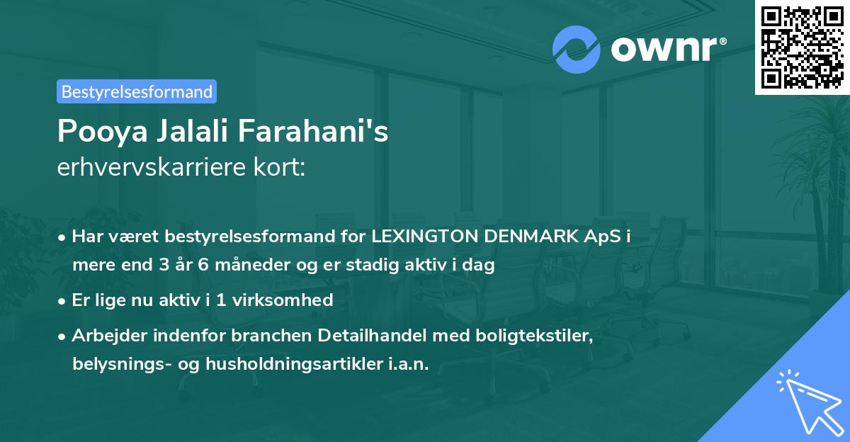 Pooya Jalali Farahani's erhvervskarriere kort