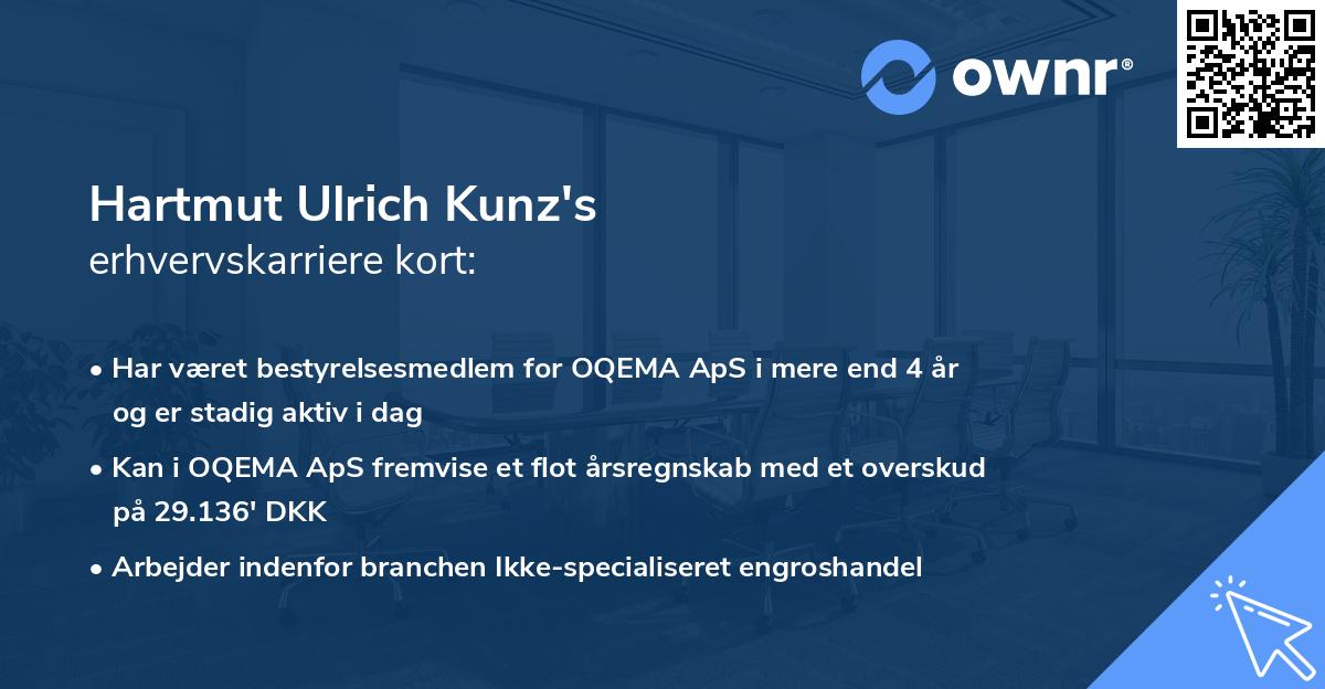 Hartmut Ulrich Kunz's erhvervskarriere kort