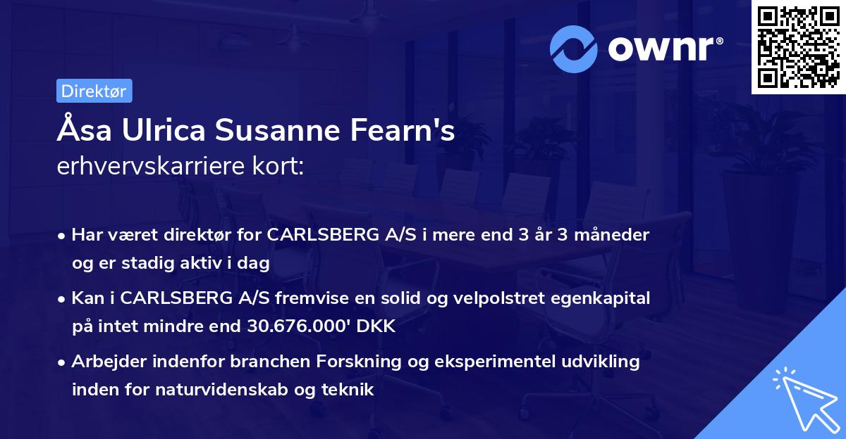 Åsa Ulrica Susanne Fearn's erhvervskarriere kort
