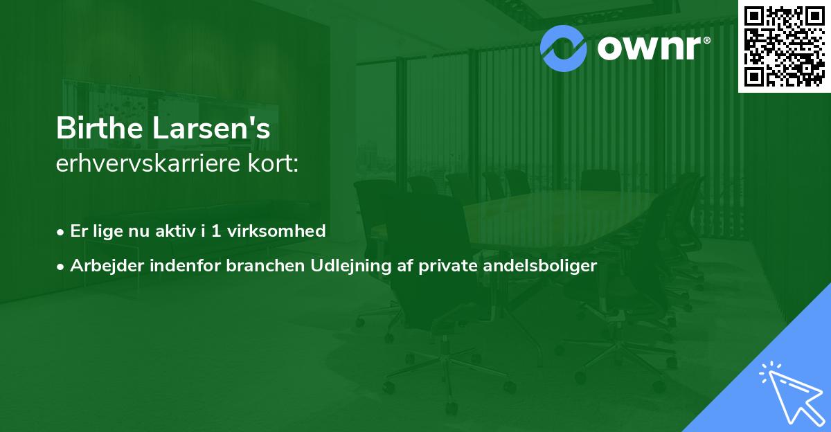 Birthe Larsen's erhvervskarriere kort