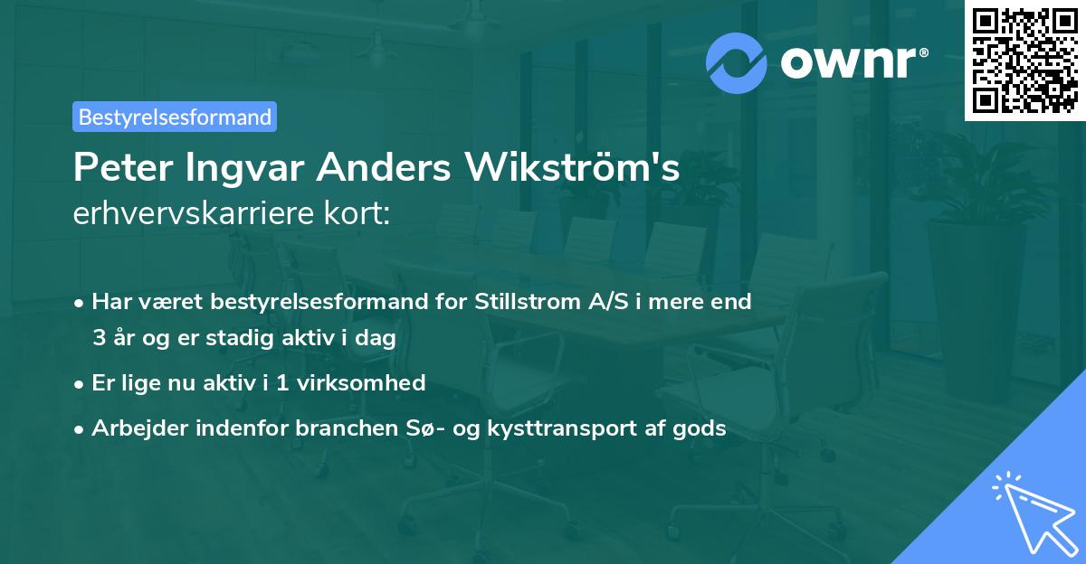 Peter Ingvar Anders Wikström's erhvervskarriere kort