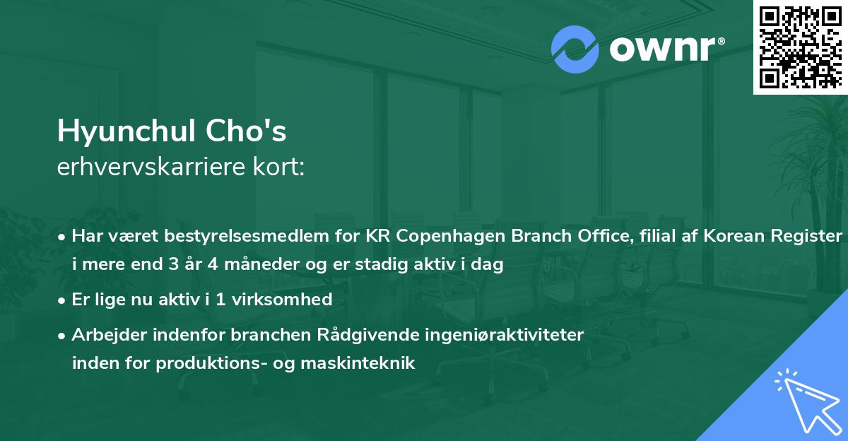 Hyunchul Cho's erhvervskarriere kort