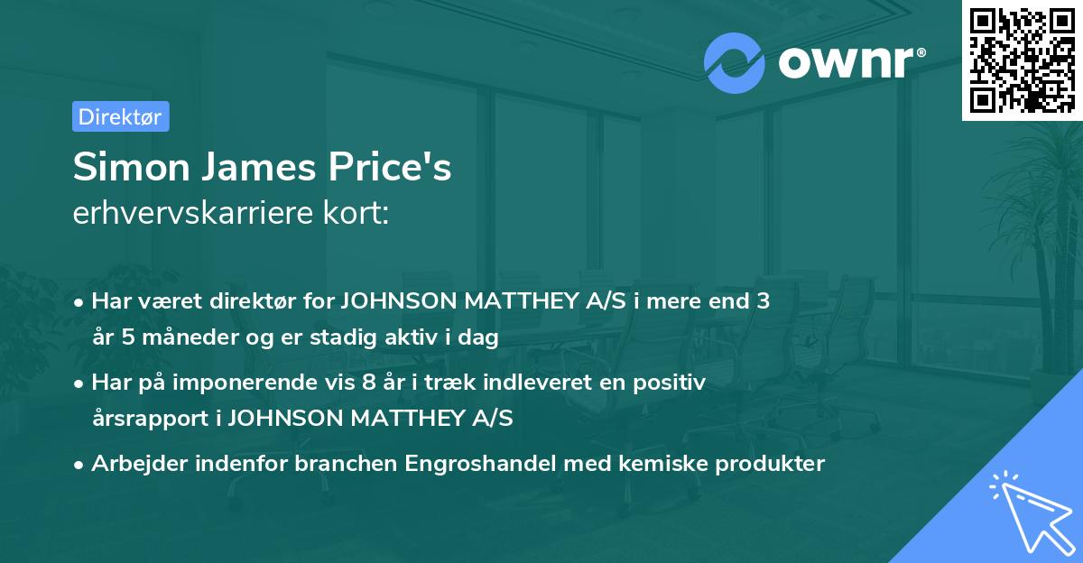 Simon James Price's erhvervskarriere kort
