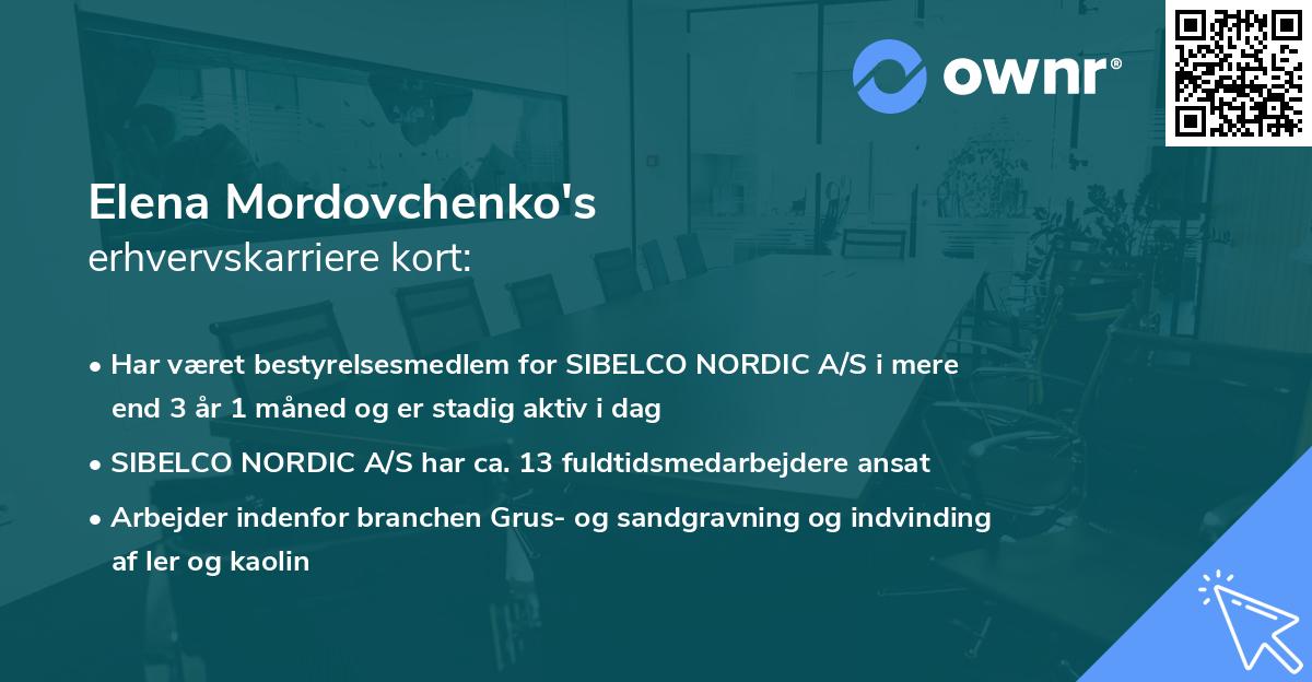 Elena Mordovchenko's erhvervskarriere kort