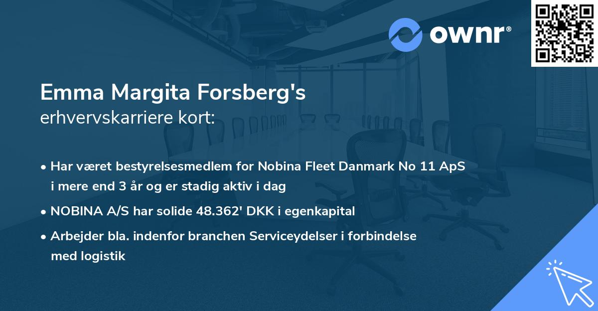 Emma Margita Forsberg's erhvervskarriere kort