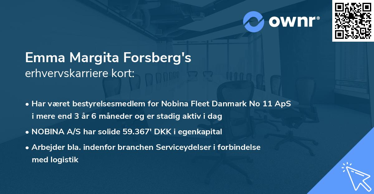 Emma Margita Forsberg's erhvervskarriere kort