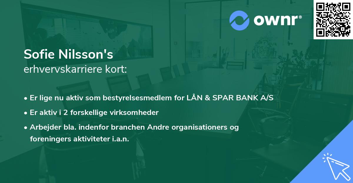 Sofie Nilsson's erhvervskarriere kort
