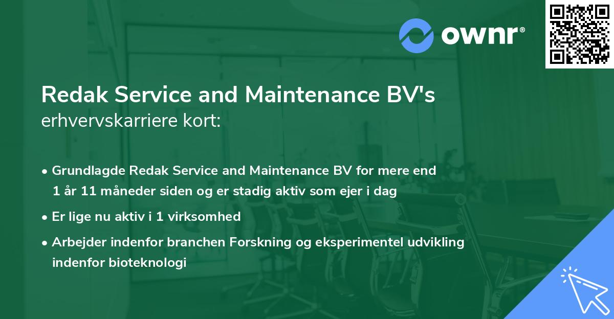 Redak Service and Maintenance BV's erhvervskarriere kort