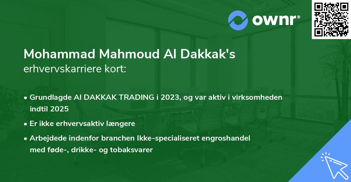 Mohammad Mahmoud Al Dakkak's erhvervskarriere kort