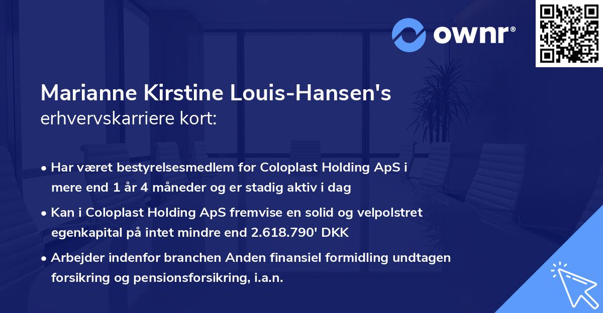 Marianne Kirstine Louis-Hansen's erhvervskarriere kort