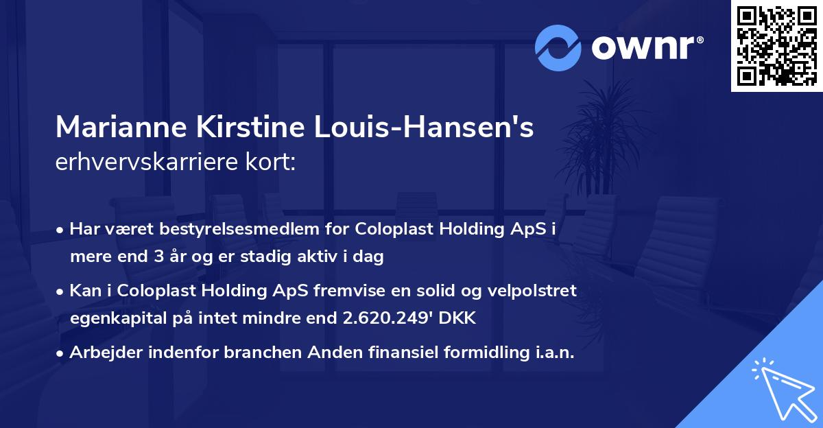 Marianne Kirstine Louis-Hansen's erhvervskarriere kort