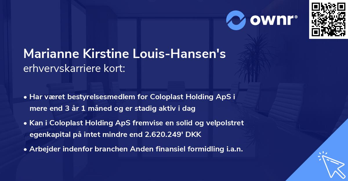Marianne Kirstine Louis-Hansen's erhvervskarriere kort