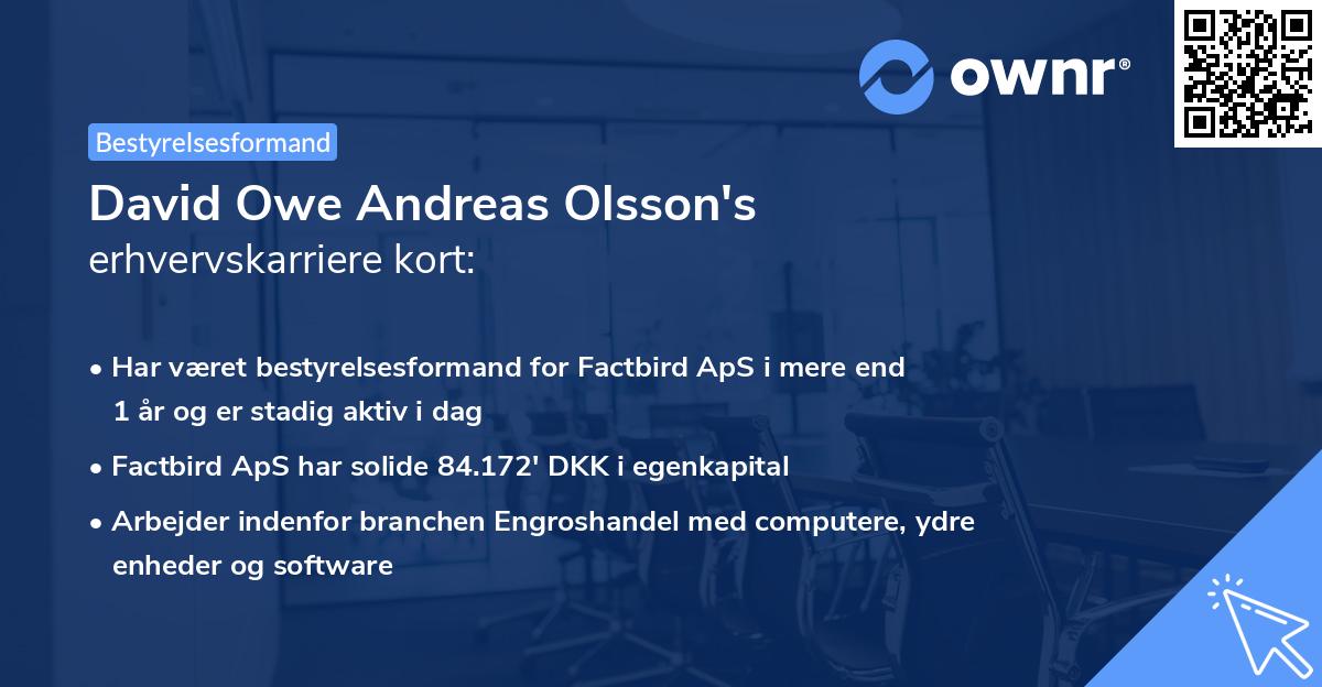 David Owe Andreas Olsson's erhvervskarriere kort