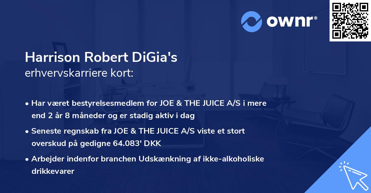 Harrison Robert DiGia's erhvervskarriere kort