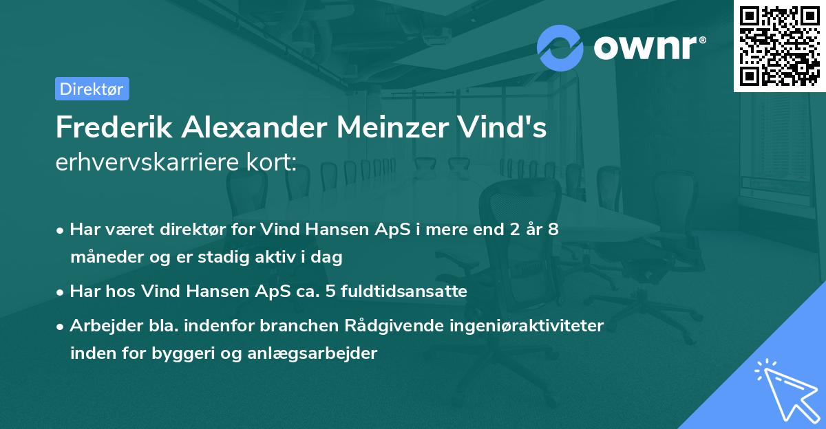 Frederik Alexander Meinzer Vind's erhvervskarriere kort
