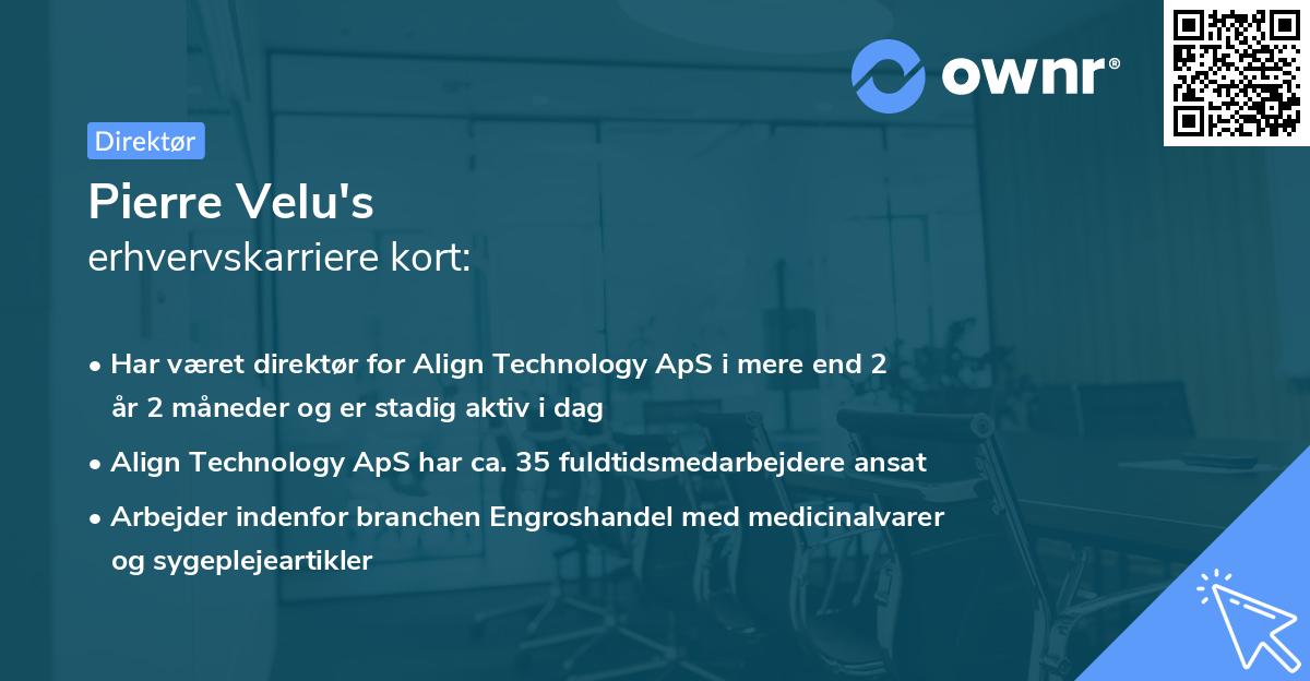 Pierre Velu's erhvervskarriere kort