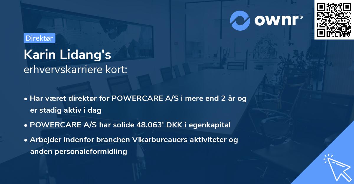 Karin Lidang's erhvervskarriere kort
