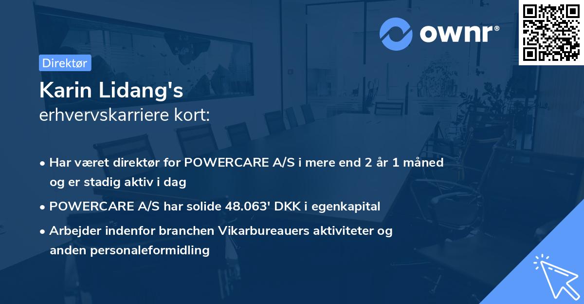 Karin Lidang's erhvervskarriere kort