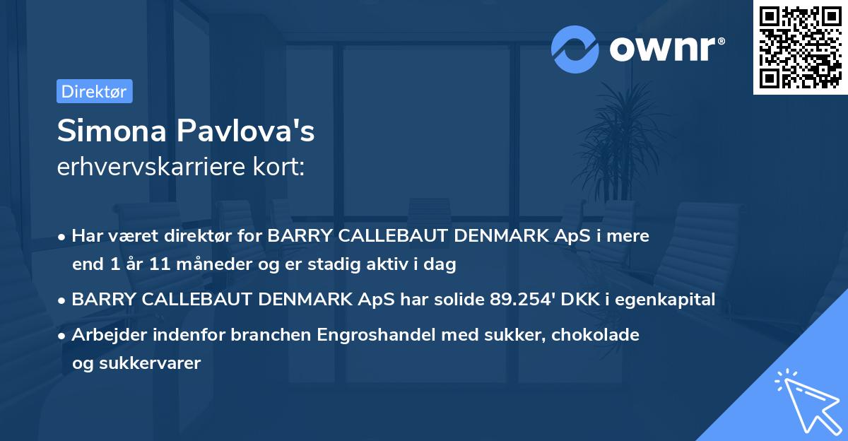 Simona Pavlova's erhvervskarriere kort