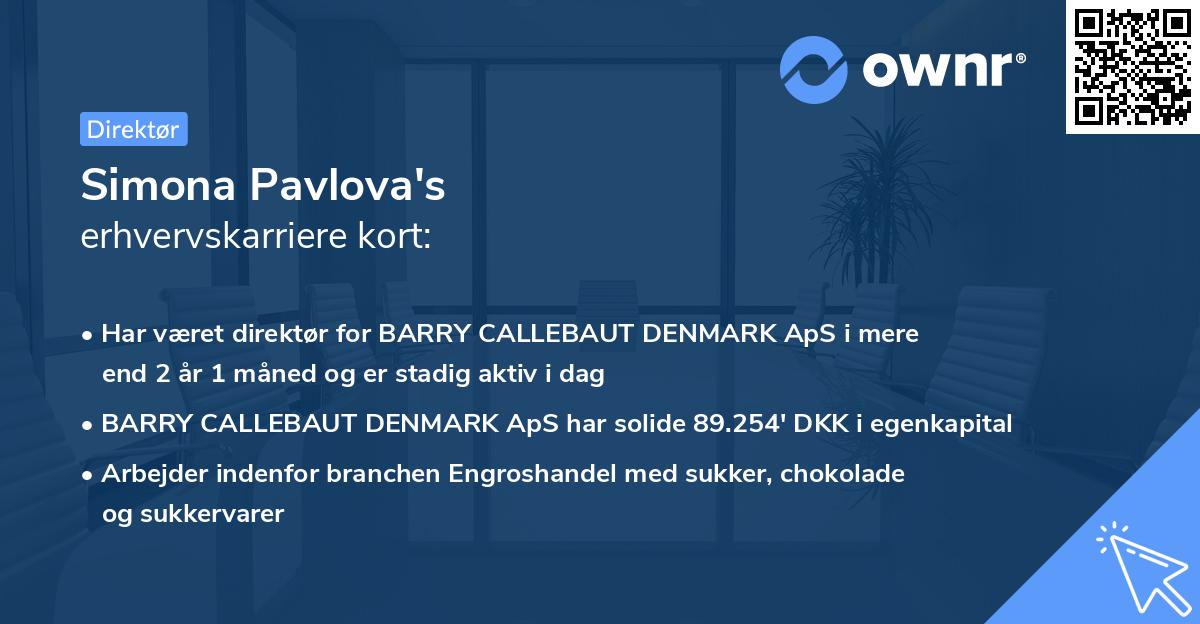Simona Pavlova's erhvervskarriere kort