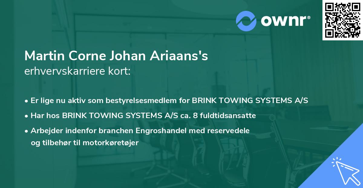 Martin Corne Johan Ariaans's erhvervskarriere kort