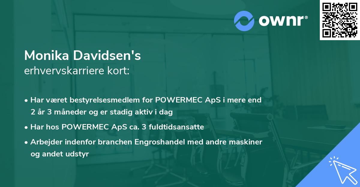 Monika Davidsen's erhvervskarriere kort