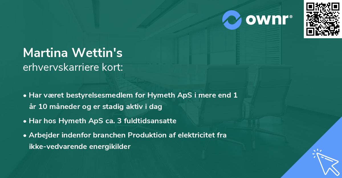 Martina Wettin's erhvervskarriere kort