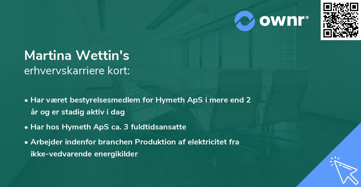 Martina Wettin's erhvervskarriere kort