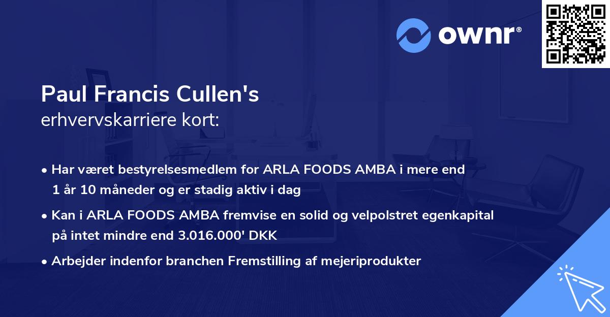 Paul Francis Cullen's erhvervskarriere kort