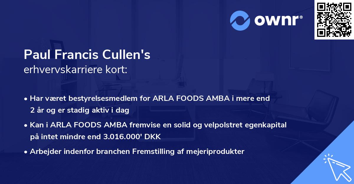 Paul Francis Cullen's erhvervskarriere kort